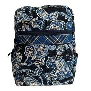 Vera Bradley Windsor Navy Small Quilted Lightweight Backpack Daily Work Book Bag